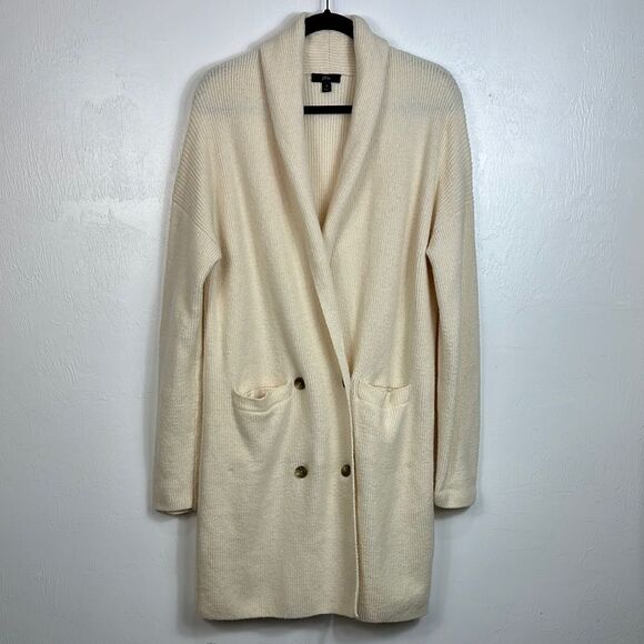 J. CREW Double Breasted Wool Blend Cardigan Coat In Cream Size M - Picture 4 of 11